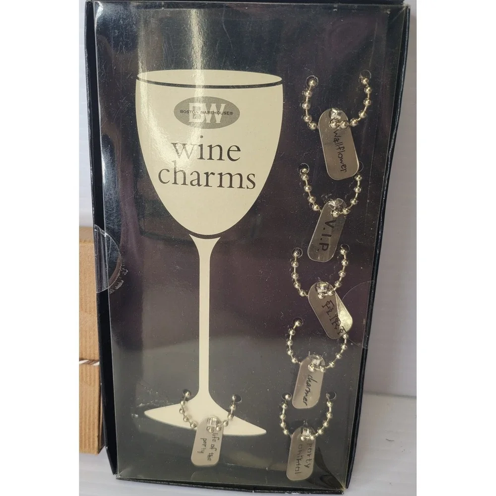 Pottery Barn Wine Pull Bottle Opener, Cheese Markers & Wine Charms New Old Stock